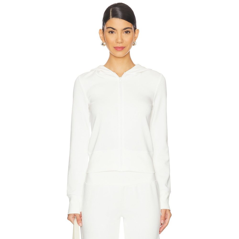 New WeWoreWhat Fitted Zip Up Hoodie in Off White